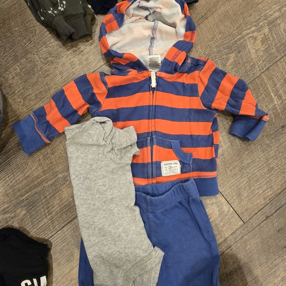 Striped Blue and Orange Baby Hoodie Set